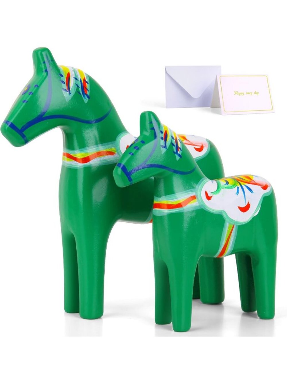 Hand Painted Wooden Dala Horse Figurines Set of 2, Home Decor, Unique Gifts